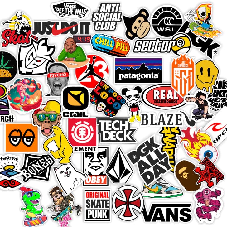 Kit 50 Adesivos Stickers DGK Element Vans A prova D'Agua para Skate ou Notebook Carro Moto Top U04