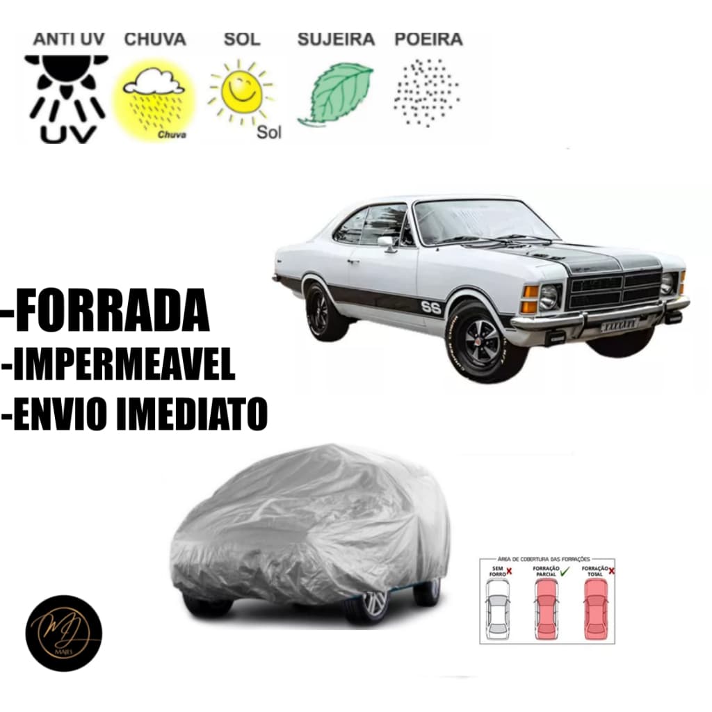 Capa de Cobrir Carro OPALA FORRADA G- Impermeável e Proteção Completa contra Sol, Chuva