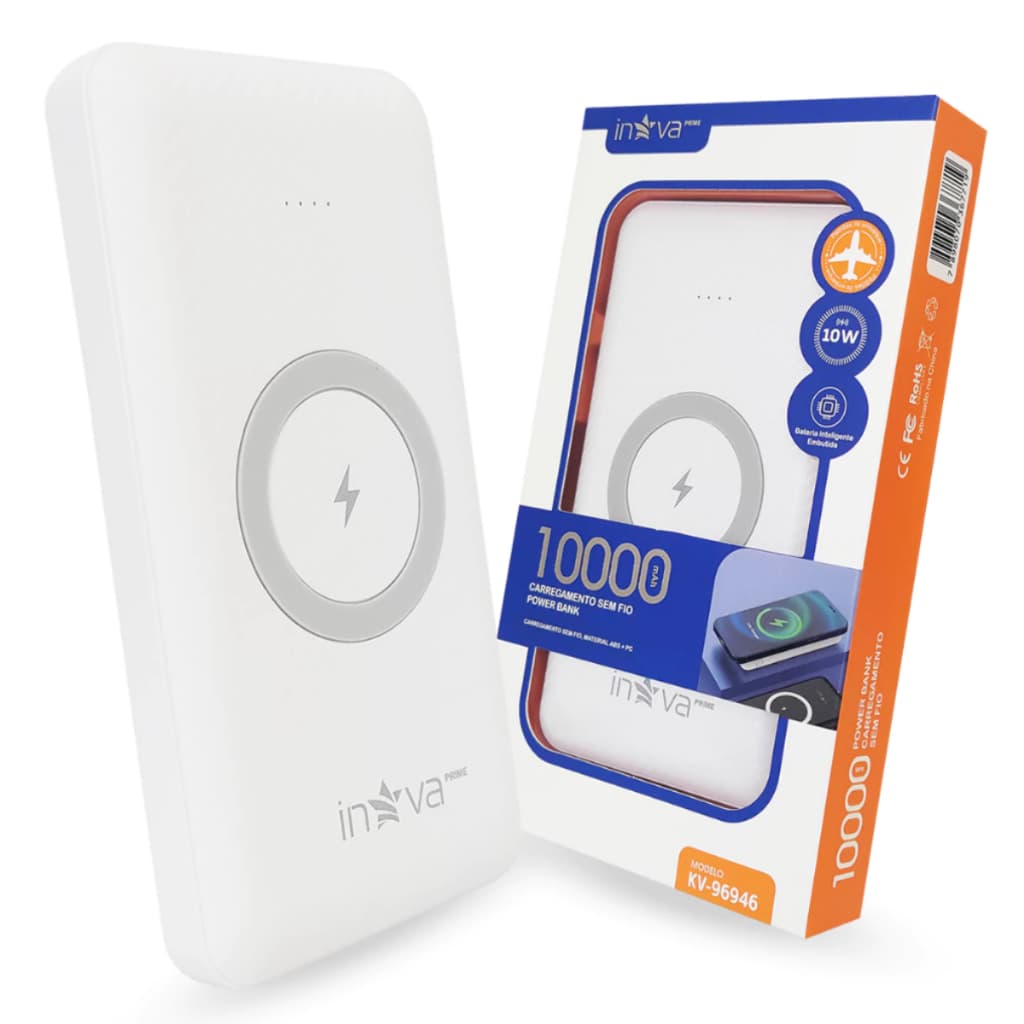 Carregador Portátil Powerbank Indução 10000mah Wireless Charger Sem Fio Original Inova
