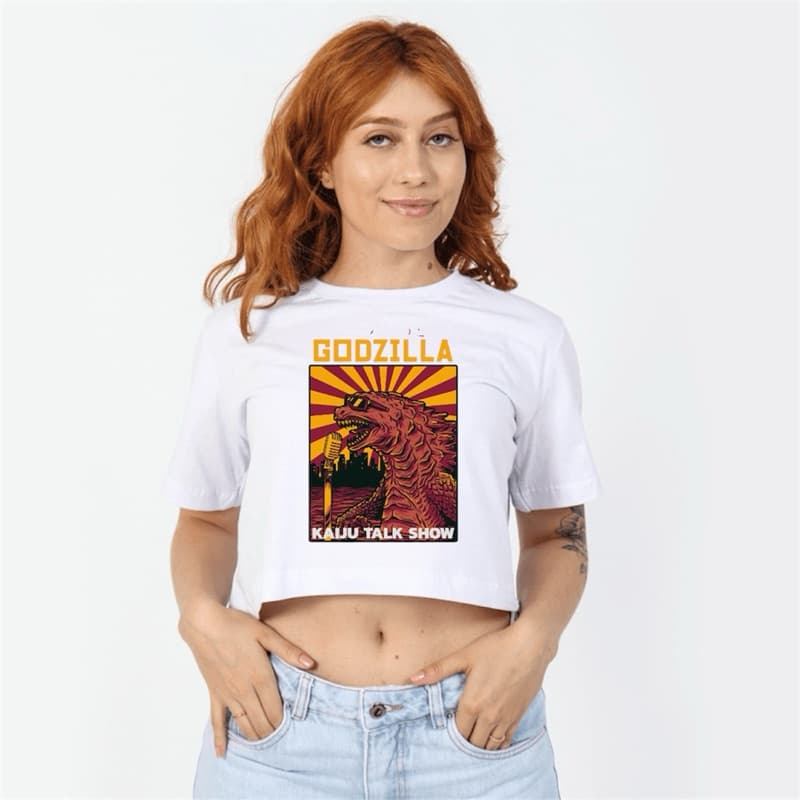 Cropped Godzilla Kaiju Talk Skow 100% Algodão