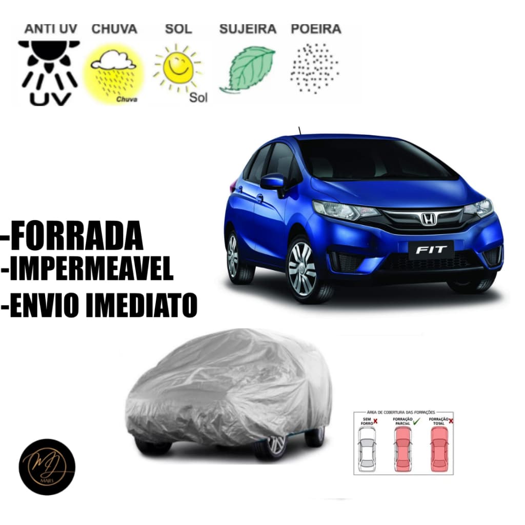 Capa de Cobrir Carro HONDA FIT FORRADA M - Impermeável e Total Proteção
