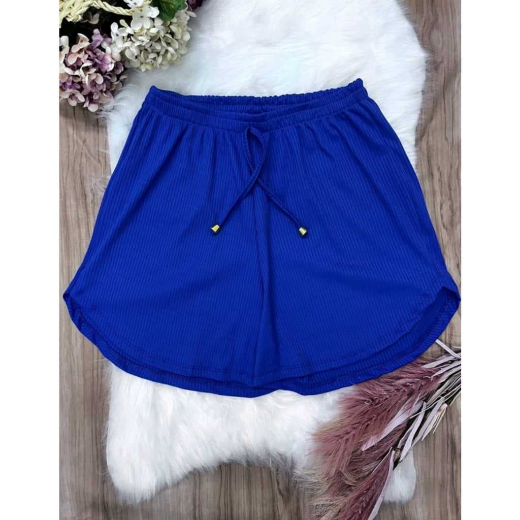 Short Feminino Curto Soltinho Canelado Moda Praia Verão
