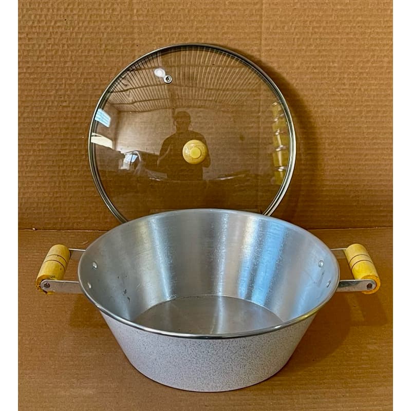 Tacho de Alumínio Branco / Amarelo / Polido Tampa de Vidro para Frituras Sopas Caldos Panela Caçarola