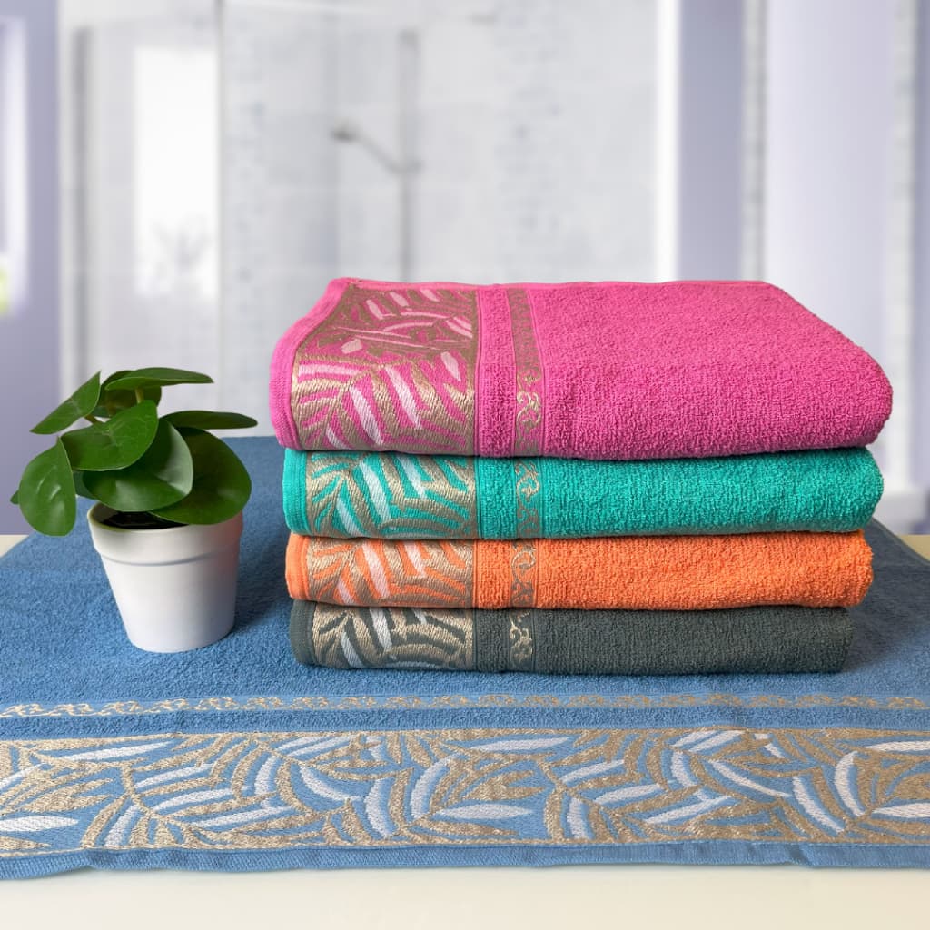Kits Toalha de Banho Alta Qualidade 100% Algodão 75x135cm Detalhes Dourados - Coleção Luana