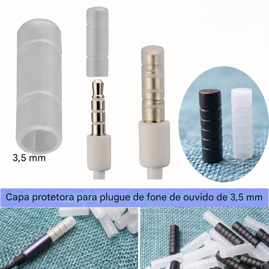 Protetor p/ ponta de fone P2, 3,5MM,  proteção anti-poeira e oxidação. 1 unidade.