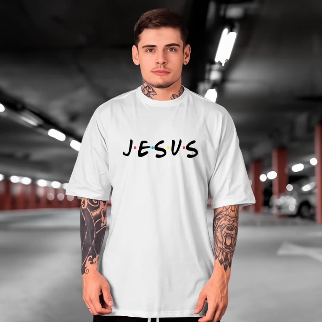 Camiseta Camisa Basica Jesus Friends Estampa Cristã Gospel 100% Algodão Premium Promoção