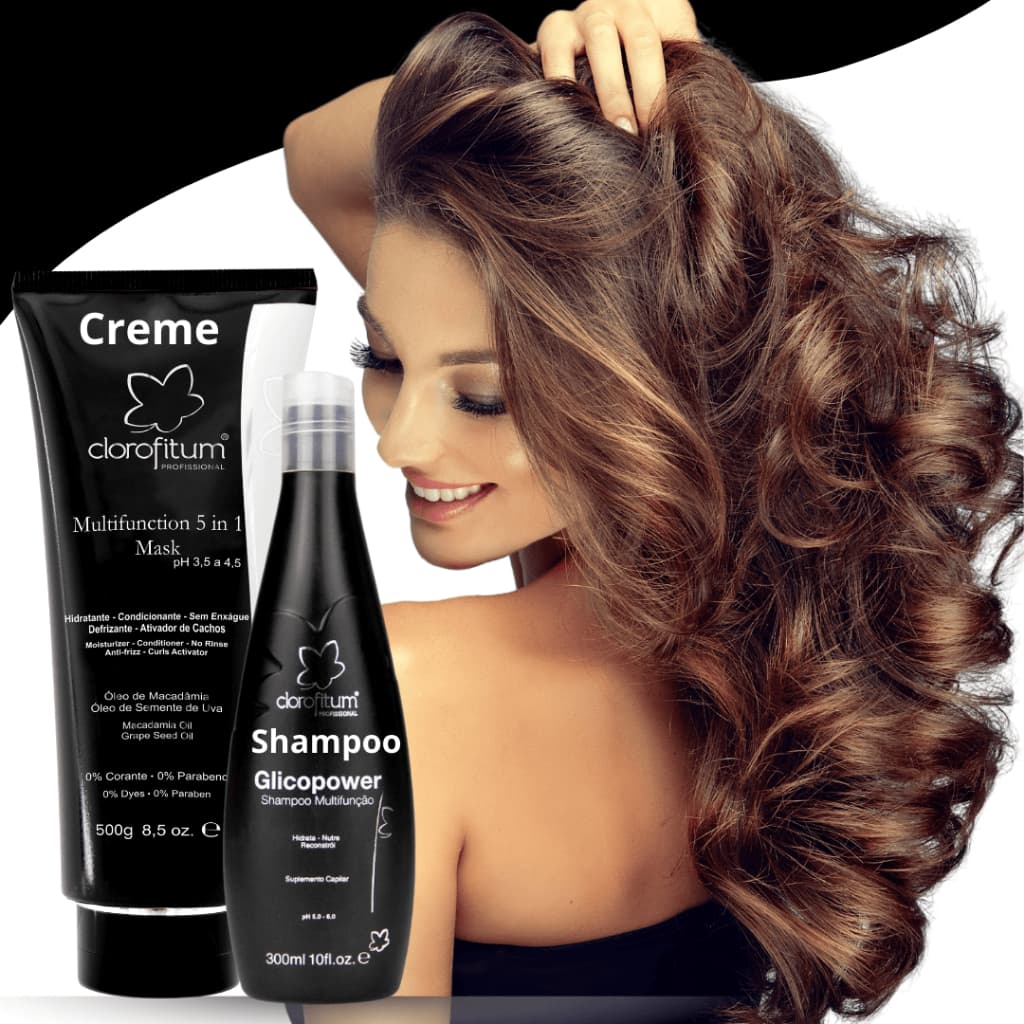 Shampoo e Condicionador Multifunções, Hidratação Nutrição Defrizante Creme Pentear Ativador Cachos