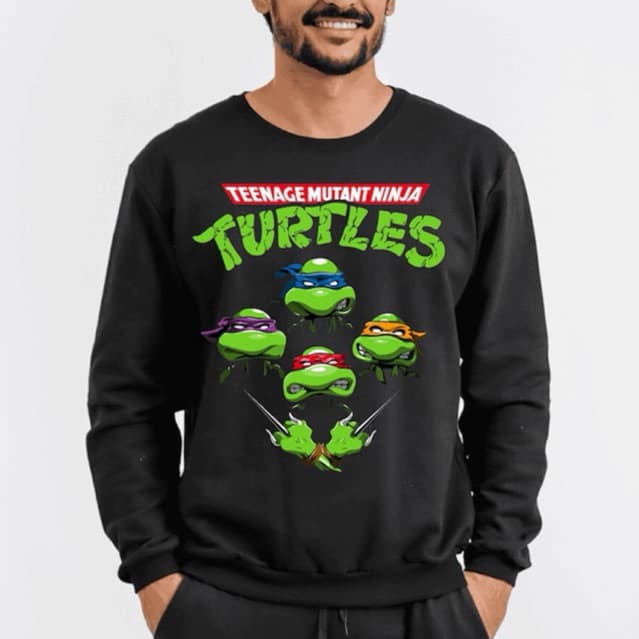 Moletom Tartarugas Ninja Masculino  Gola Careca Preto