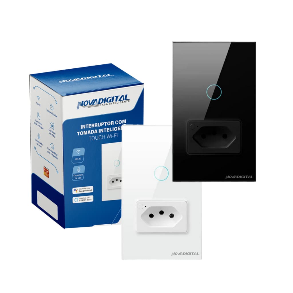 Interruptor Inteligente Wifi 1 Botão Touch Tomada 20a Alexa Google Tuya Automação Residencial App