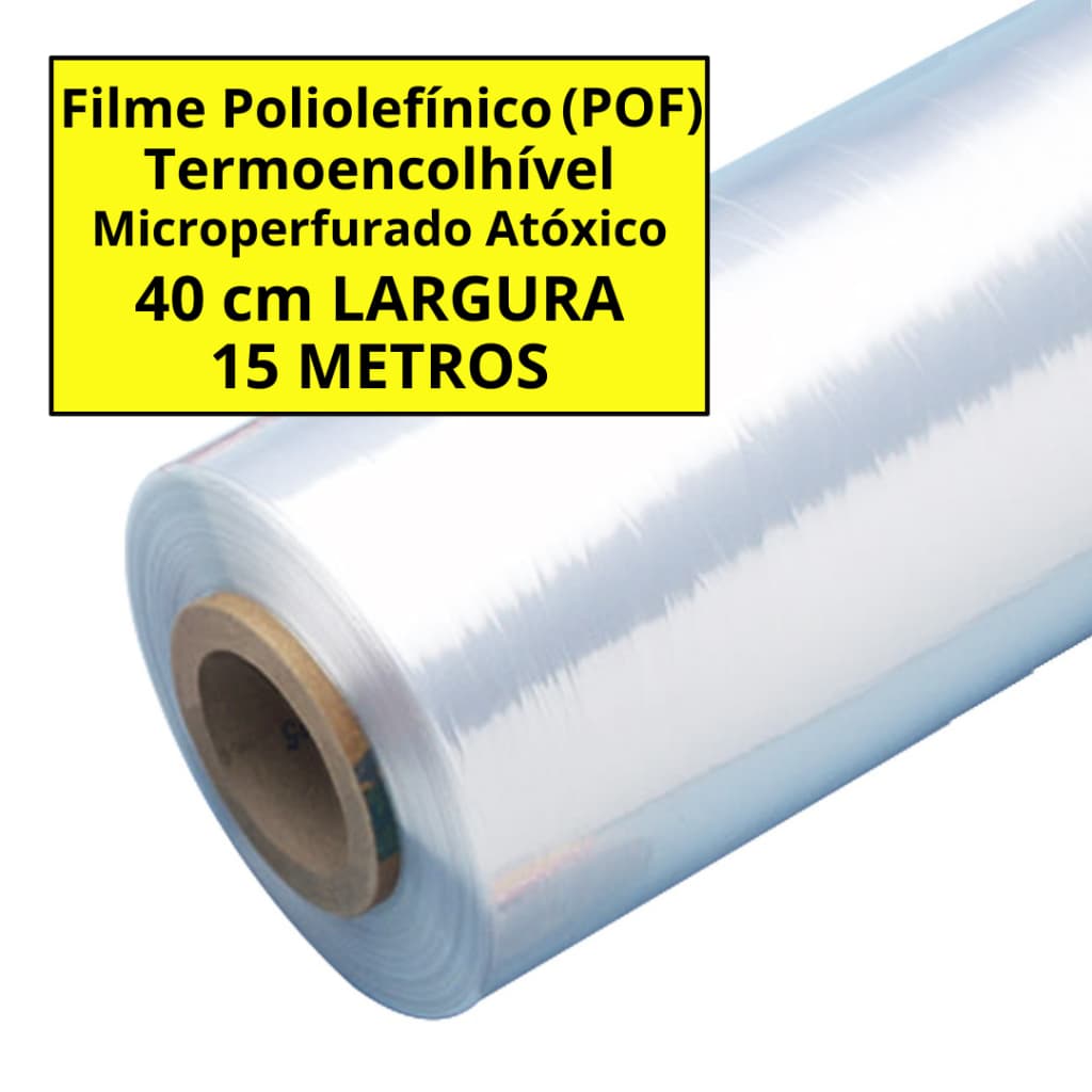 Bobina Filme Poliolefinico (POF) Termoencolhível 40 cm - 15 metros FOLHA DUPLA