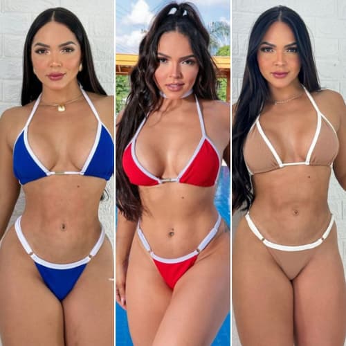 Kit 2 biquini com amarração e regulagem na calcinha moda praia 2025
