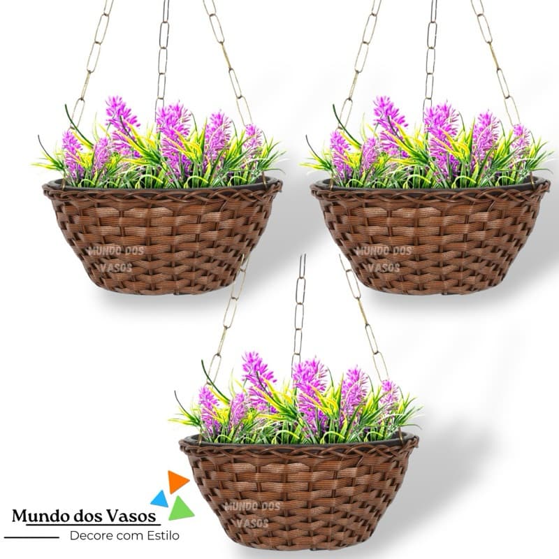 Vaso De Planta Cuia Pendurar N02 Pendente Suspenso Corrente - KIT Com 3
