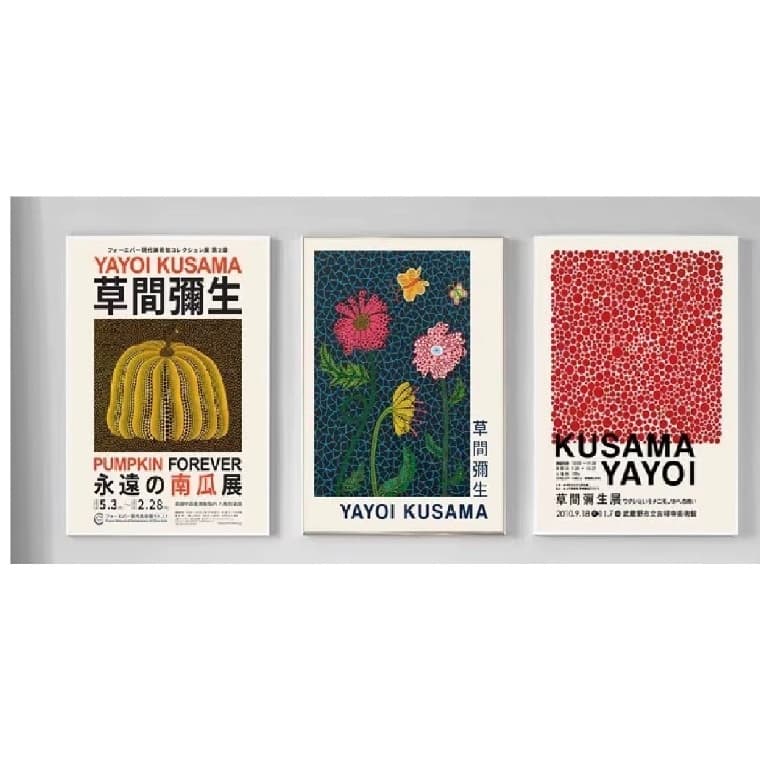 Quadros decorativos Yayoi Kusama Abóbora abstratas nórdicas Surrealismo (3 peças)