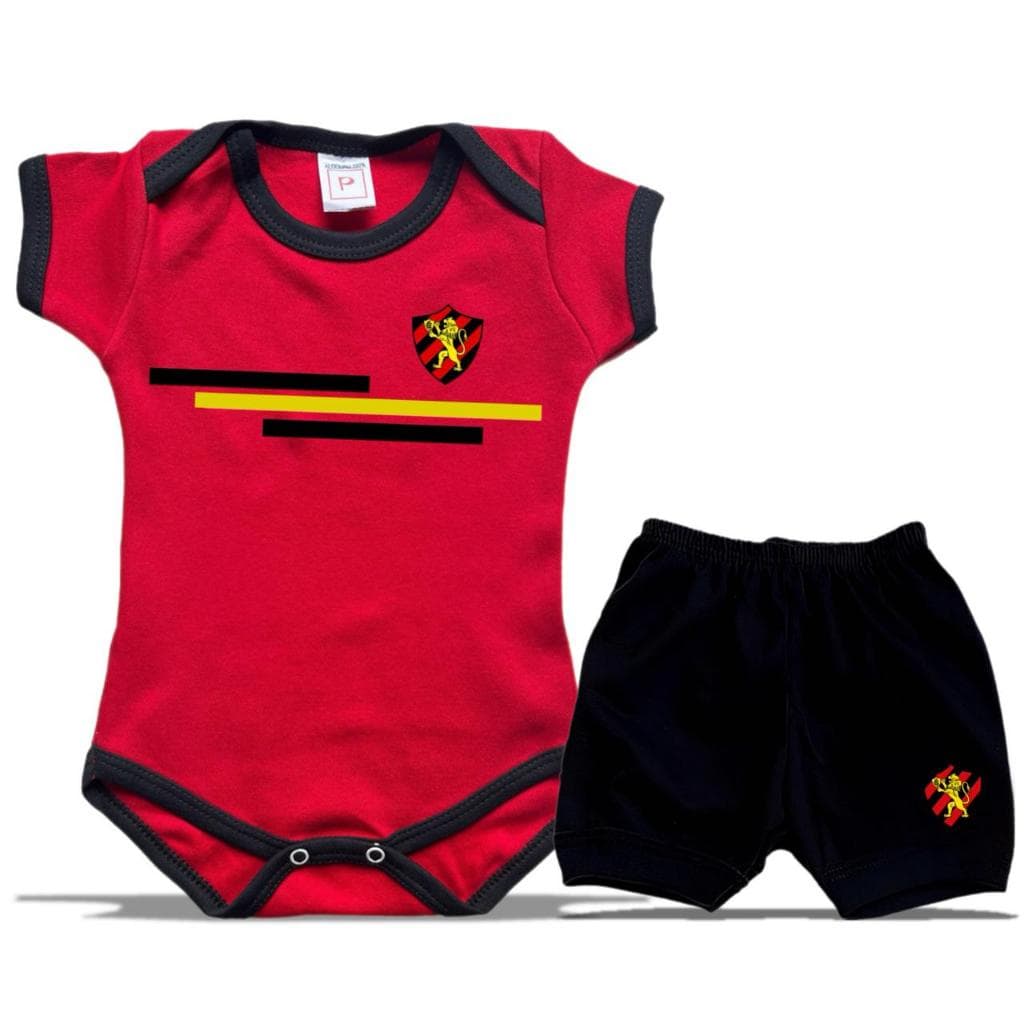 Body de Bebê Time Sport Club Recife Leão do Norte Shorts Menino Menina 100% Algodão Estampa Digital