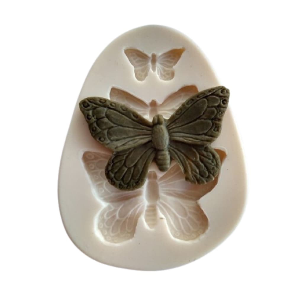 Forma Molde Silicone Sabonete Vela Biscuit Resina - Borboleta 3 Cavidades