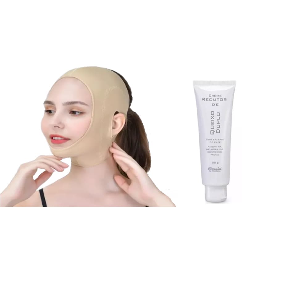 faixa modeladora papada + creme redutor queixo duplo