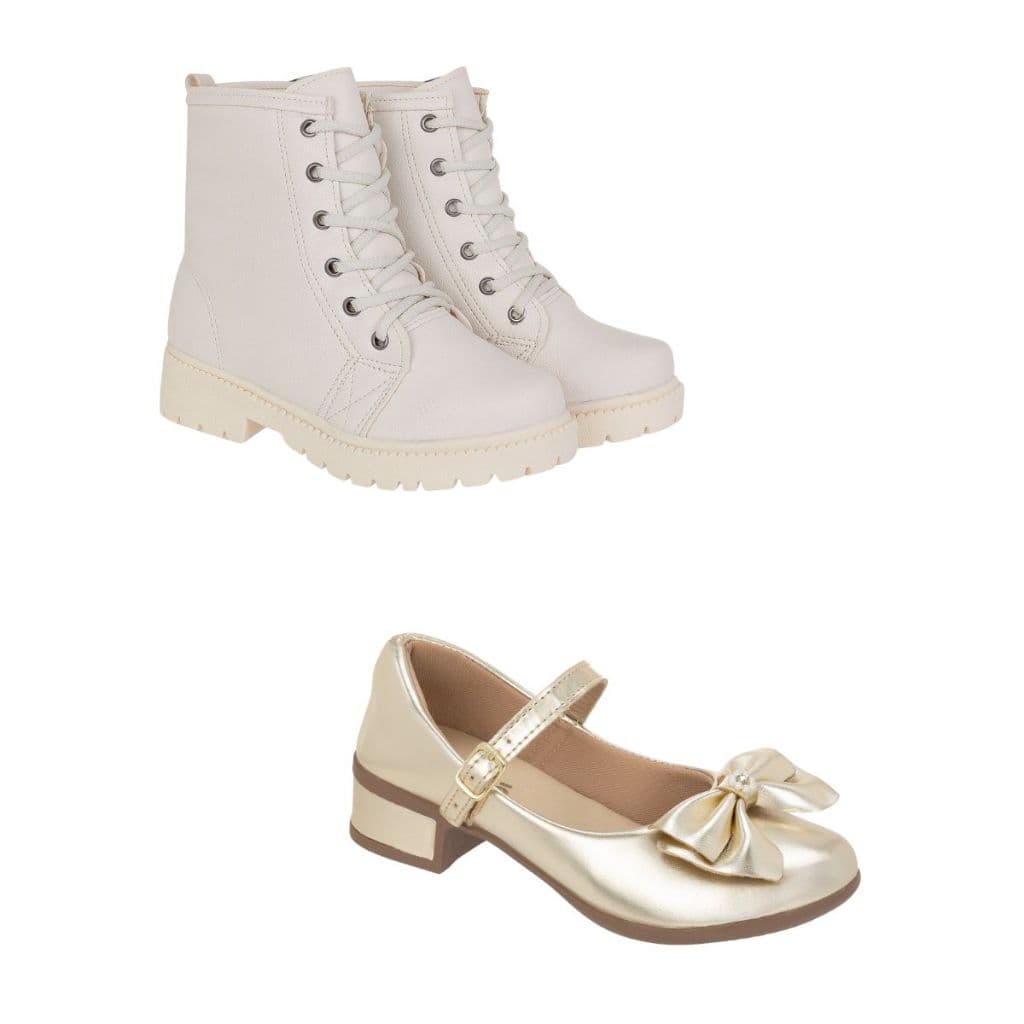 Kit 2 Pares Bota e Sapatilha Menina Feminina Infantil Enfeite La Requinte