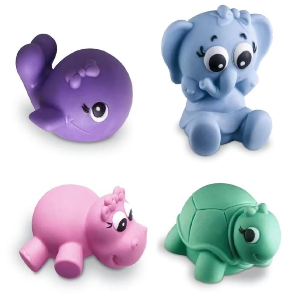 Kit 4 Brinquedos Bichinhos Menina Mordedor Macio Bebê - Envio Imediato -