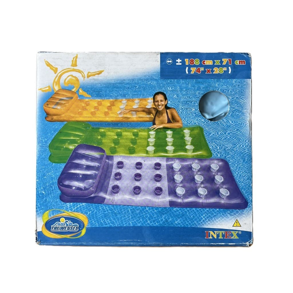 Colchão Bronzeador Inflável Caribe Porta Copos Marca Intex Modelo 58890 Cor Azul