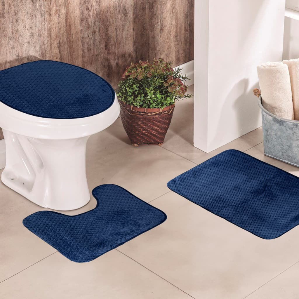 Kit Jogo Tapetes Para Banheiro Antiderrapante 3 Peças Peludinho
