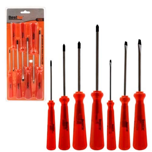 Kit Chaves Fenda + Chaves Phillips 7 Peças - Bestfer