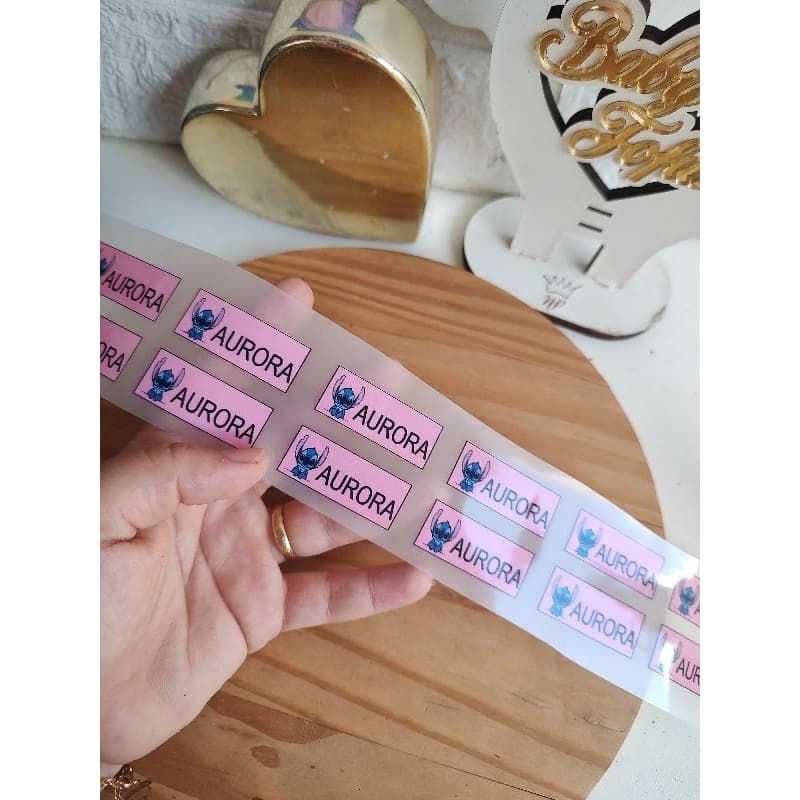 30 etiqueta termocolante para uniforme , meias ,roupas e tecidos , etiqueta Premium 5x1 cm.