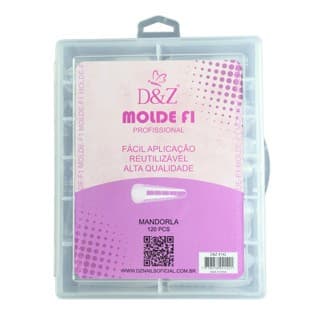 Molde F1 Profissional D&Z - 120 Peças para Unhas - Modelos Bailarina e Mandorla