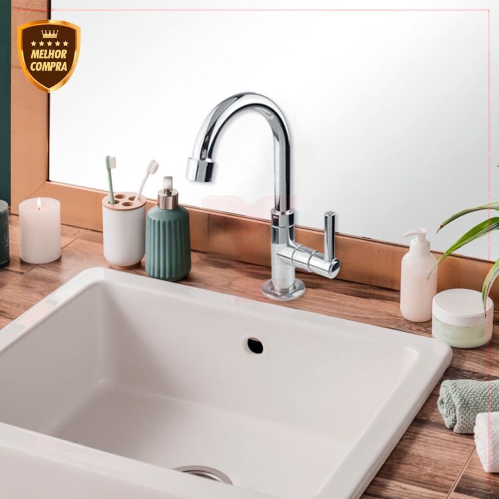 Torneira Cromada ABS Para Cozinha e Banheiro Luxo e Sofisticação Pia Bancada Lavabo Com Cuba