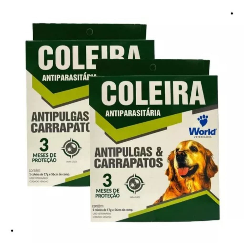 2 Coleira Antiparasitário Para Carrapatos Antipulgas Dugs Caes