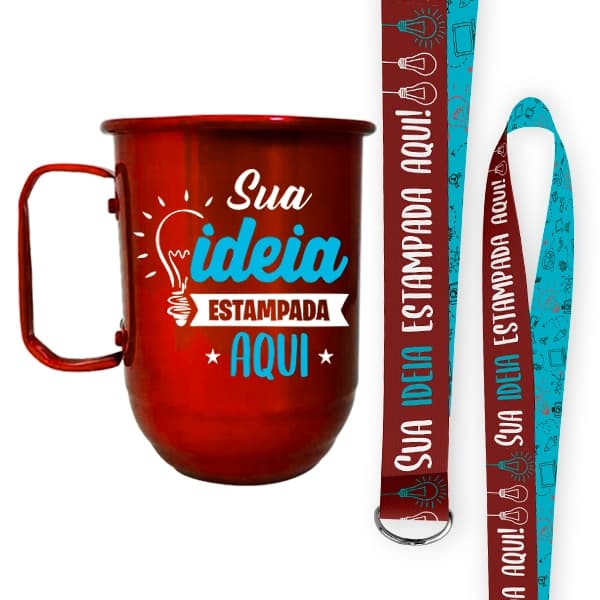 Kit 40 Canecas Coloridas 500ml Personalizadas + Tirantes