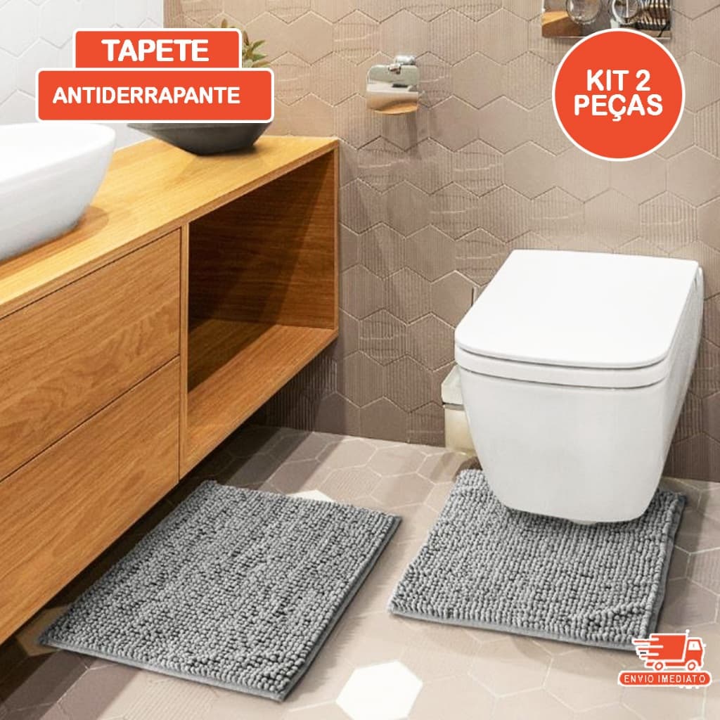 Kit Tapete Banheiro Bolinha 2 Peças - Antiderrapante
