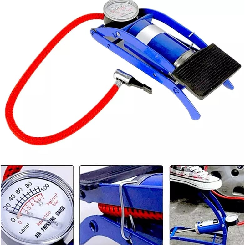 Bomba De Ar Com Pedal Para Encher AX102 Pneus Bike Carro Colchão
