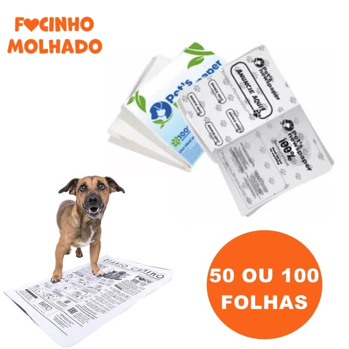 Jornal Pet 50/100 folhas Higiênico Biodegradável News Paper Educador Sanitário