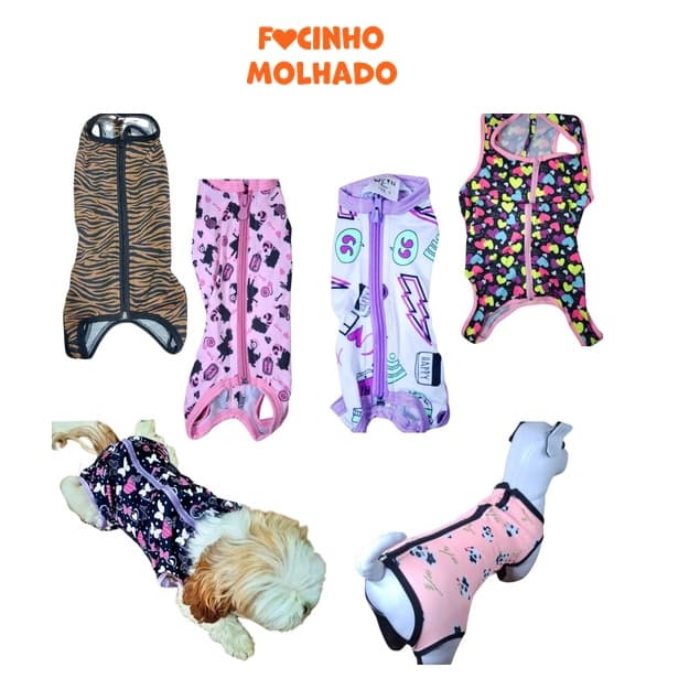 Roupa Pós Cirúrgica Pet Pós Operatório Estampas Fofas Para Cães Cachorros Tamanhos 0 a 14