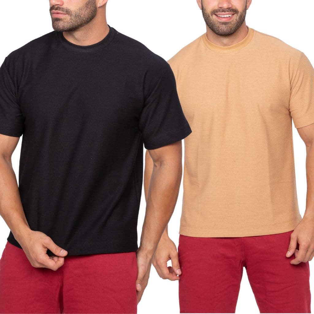 KIT 2 Camiseta Oversized Masculino Camisa Lisa Reta Tecido Texturizado