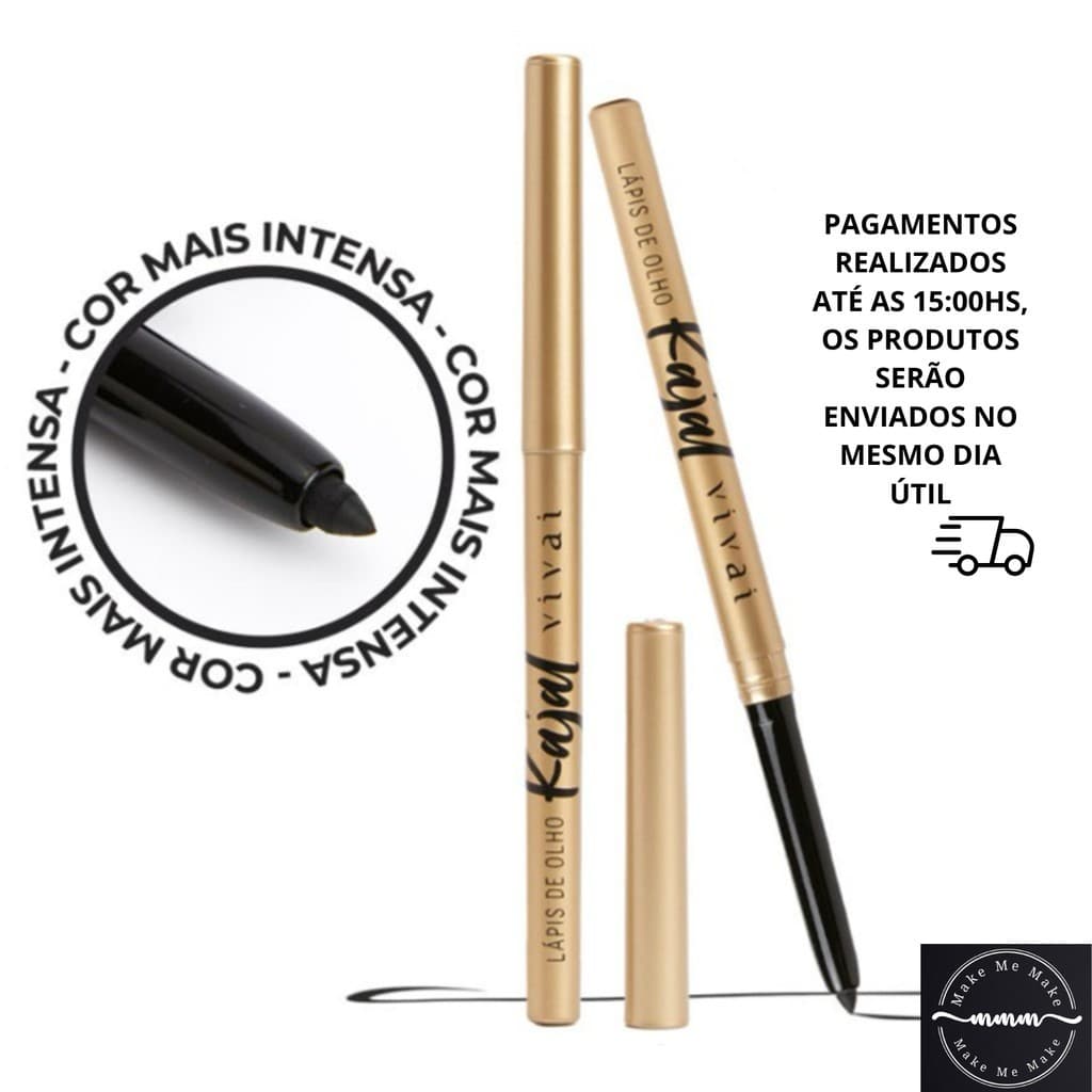 Lápis de Olho Preto Retrátil Kajal Vivai