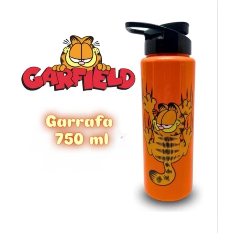 Garrafa squeeze plástico garfield laranja 750ml