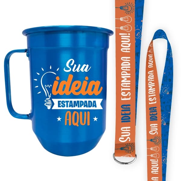 Kit 45 Canecas Coloridas 650ml Personalizadas + Tirantes