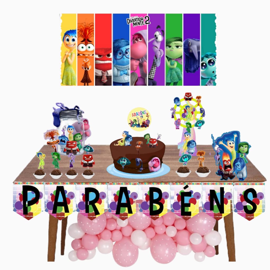 Kit festa em casa só um bolinho Divertidamente decoração aniversario + caneta