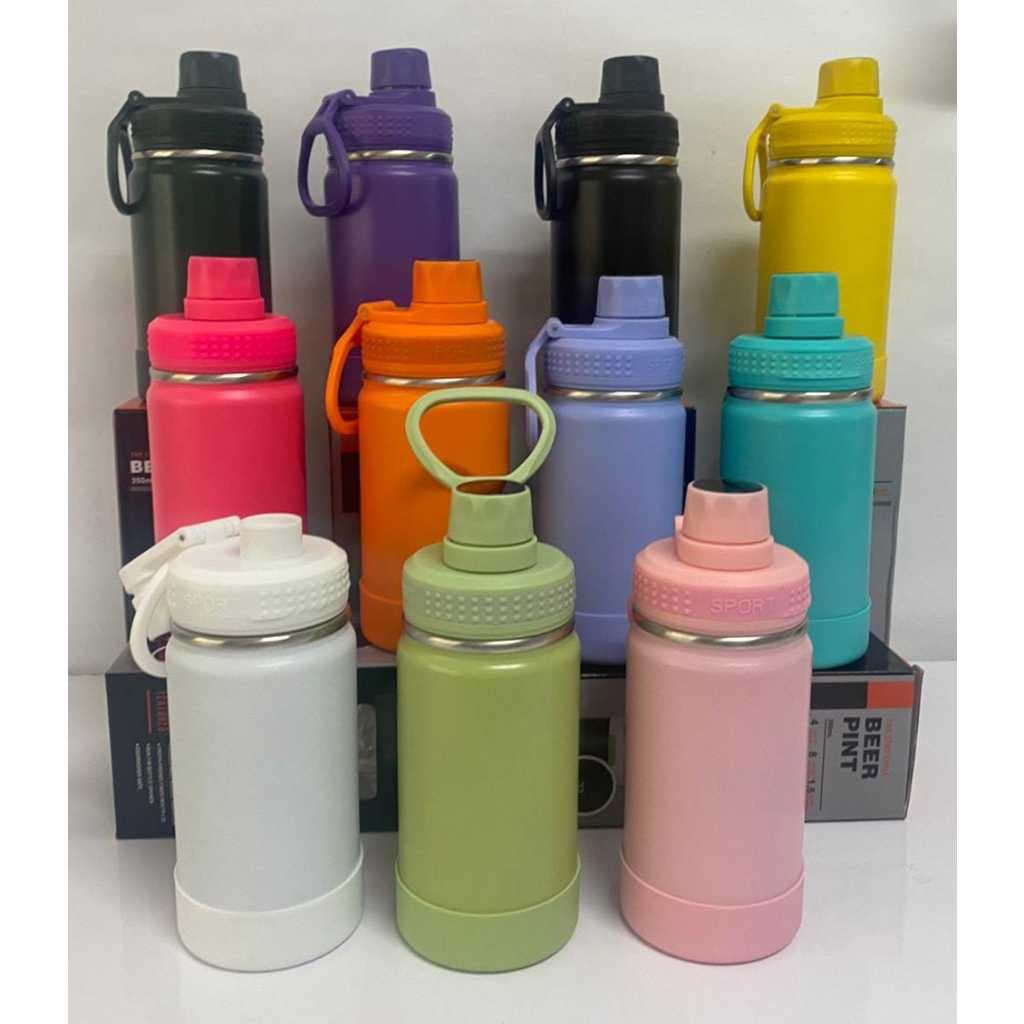 Garrafa Termica Vacuo Anti Vazamento 350ml Escolar Infantil Adulto Com Alça Chaveiro Com Borracha