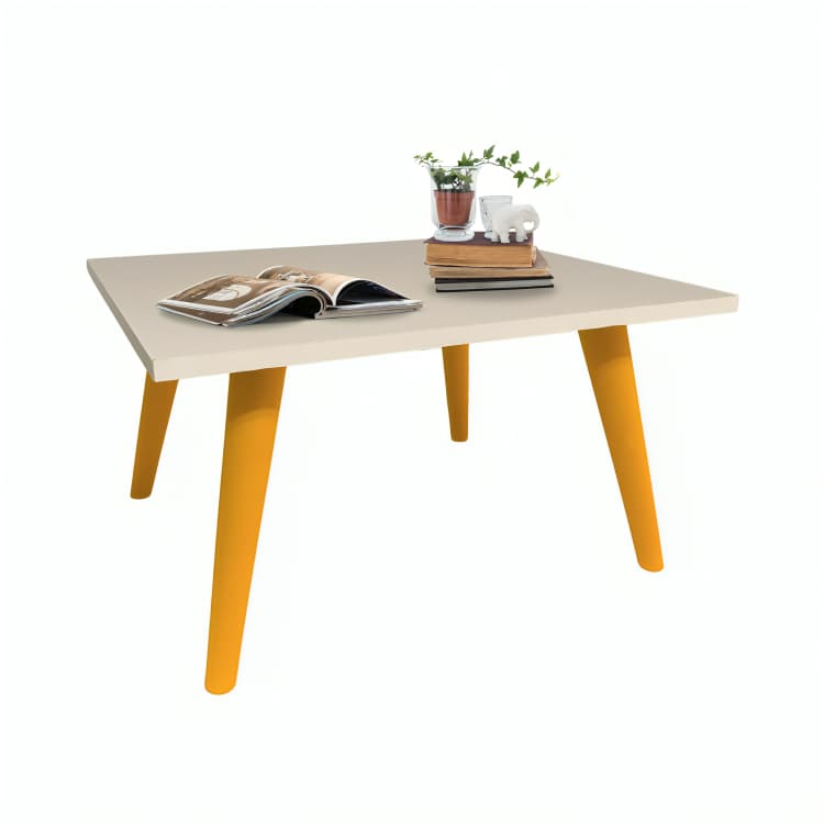 Mesa Retangular De Centro 50x45cm Com Pés Palito PVC Retro Decoração Sala De Estar Modernic