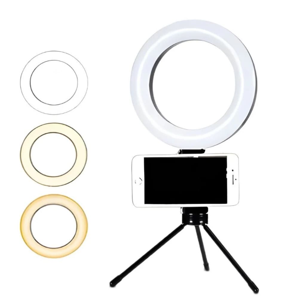 Ring Light Tripé Mesa Iluminador Luz De Led Live Selfie Make