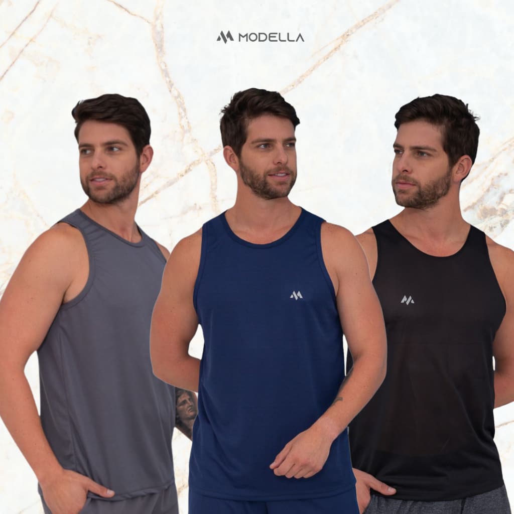 Kit 3 Peças Regatas Masculina - Cores Variadas