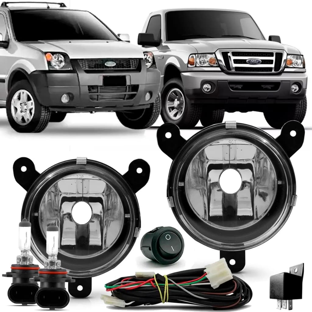 Kit Farol Milha Neblina Ecosport 2003 2004 2005 2006 2007 2008 2009 Botão Tic Tac C/ Halogena