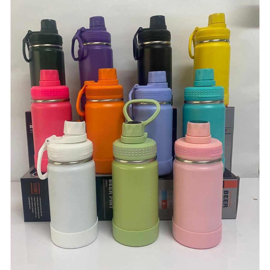 Garrafa Térmica Vácuo Anti Vazamento 350ml Escolar Infantil Adulto Com Alça Chaveiro Com Borracha