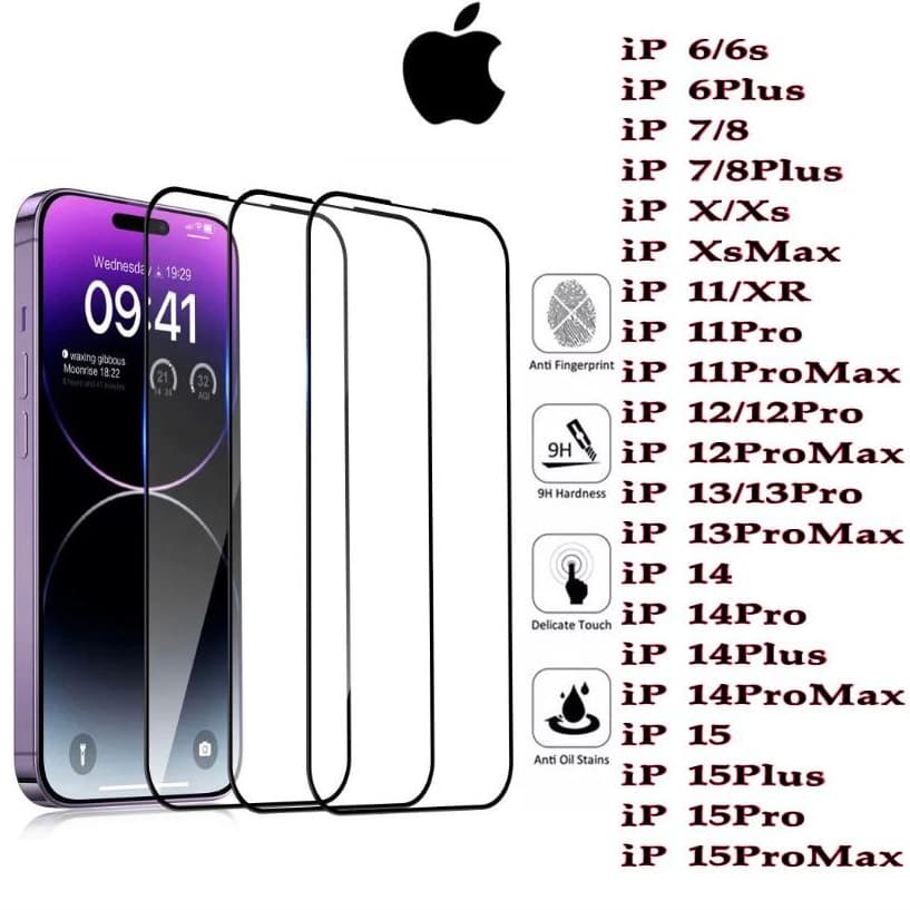 Película de Vidro Temperado 3D para Iphones 6/7/8 Plus Xs Xr 11 12 13 Pro max 14  15 16 pro max