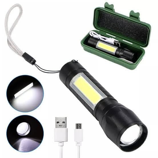 Mini lanterna tática potente  com led e zoom recarregável
