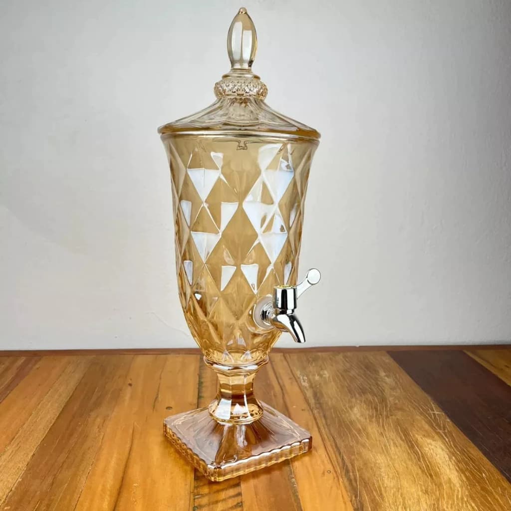 Suqueira Jarra de Vidro 2L Dourada – Elegância e Praticidade