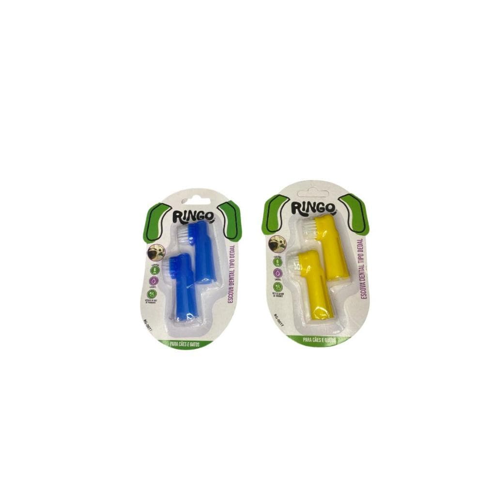 Kit com 2 Escovas dental tipo dedal para pet cães e/ou gatos lavável