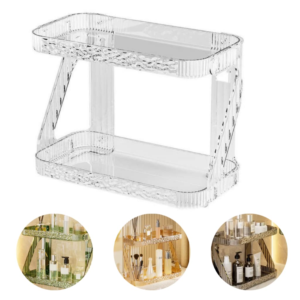 Porta Treco Organizador Multiuso Bancada Pia Maquiagem Perfume Acrílico Cristal Adesivo Parede